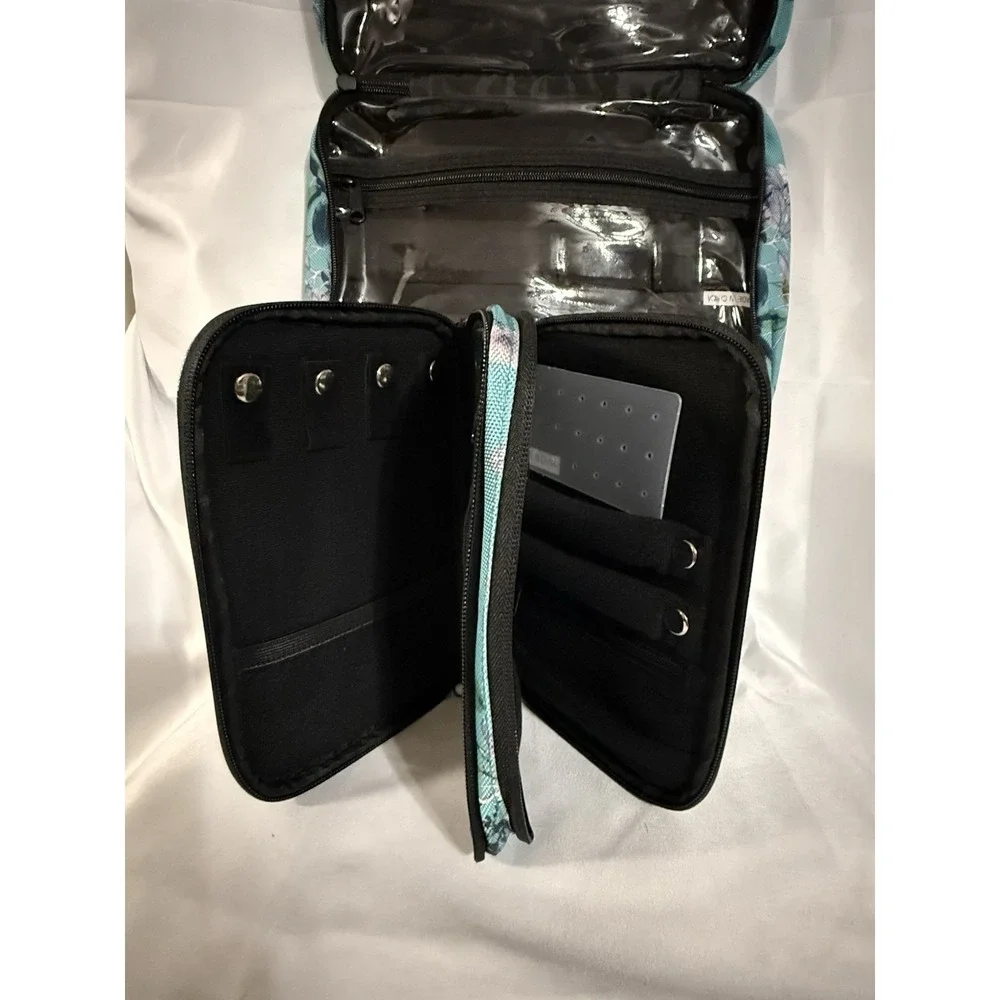 B&C Hanging Travel Organizer Bags Set Turquoise Flowers Multi-pockets
